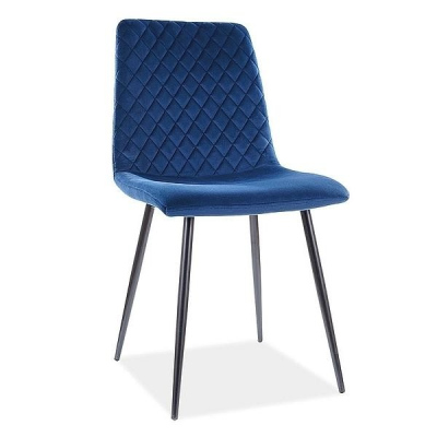 Čalúnená jedálenská stolička TEONA - modrá / čierna