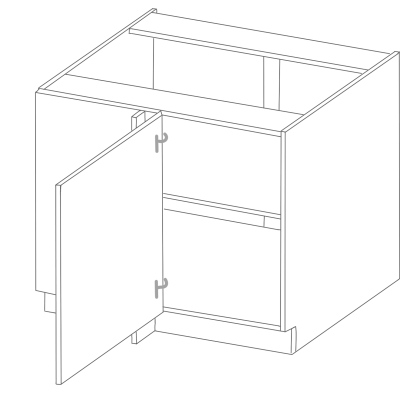 Predĺžená rohová skrinka ULLERIKE - šírka 105 cm, biela / šedá