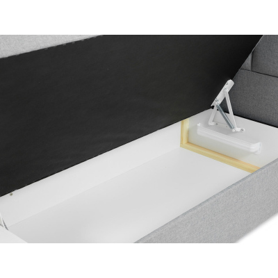 Jednolôžková boxspringová posteľ 90x200 LUGAU - tmavá šedá, ľavé prevedenie + topper ZDARMA