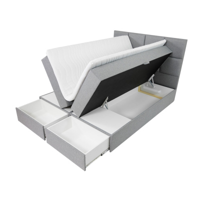 Manželská boxspringová posteľ 200x200 LUGAU - čierna + topper ZDARMA