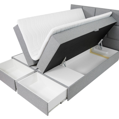 Manželská boxspringová posteľ 200x200 LUGAU - šedá + topper ZDARMA