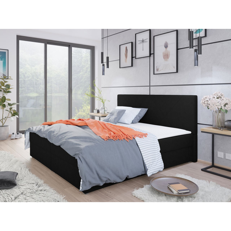 Kontinentálna manželská posteľ 180x200 BALJA 4 - čierna + topper ZDARMA