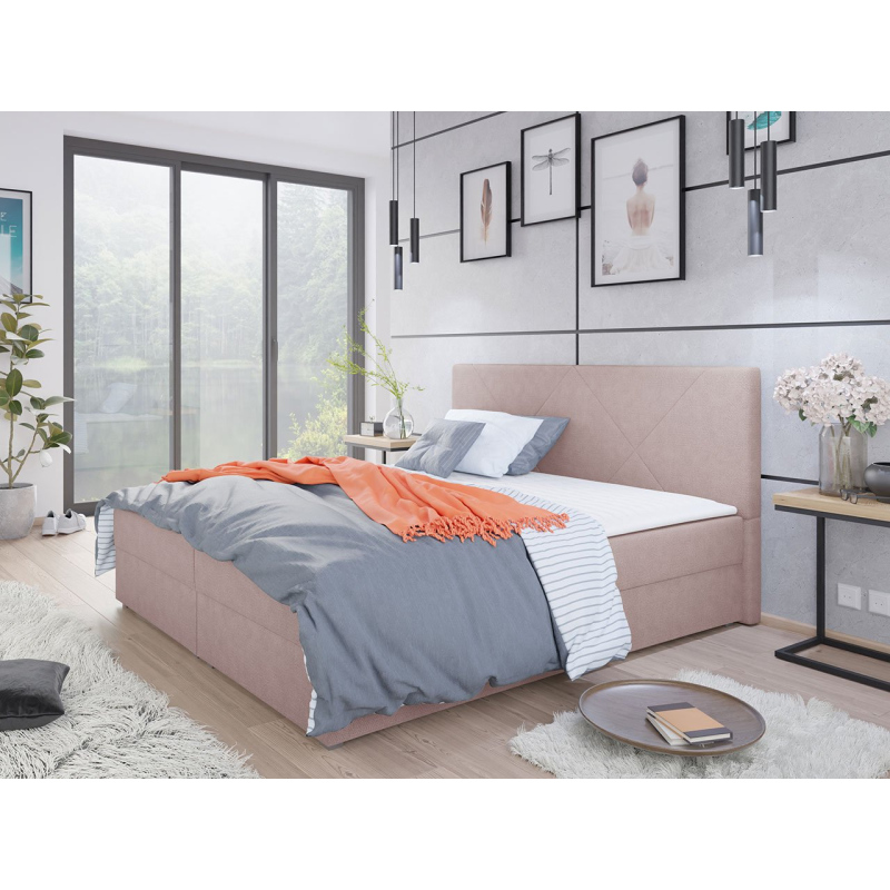 Kontinentálna manželská posteľ 140x200 BALJA 4 - ružová + topper ZDARMA
