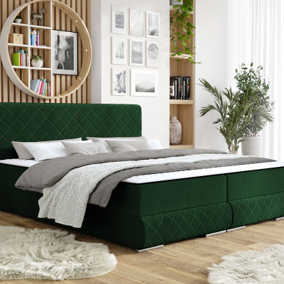 Manželská kontinentálna posteľ 180x200 VELEN - zelená + topper ZDARMA