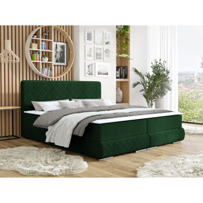Manželská kontinentálna posteľ 160x200 VELEN - zelená + topper ZDARMA