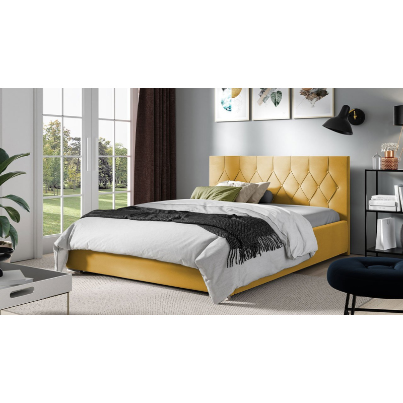 Čalúnená dvojlôžková posteľ 200x200 SENCE 3 - žltá