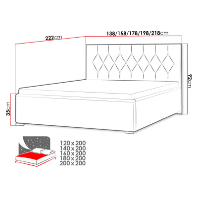 Čalúnená dvojlôžková posteľ 200x200 SENCE 3 - čierna