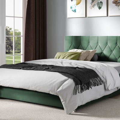 Čalúnená dvojlôžková posteľ 140x200 SENCE 3 - zelená