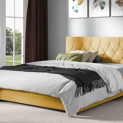 Čalúnená dvojlôžková posteľ 140x200 SENCE 3 - žltá