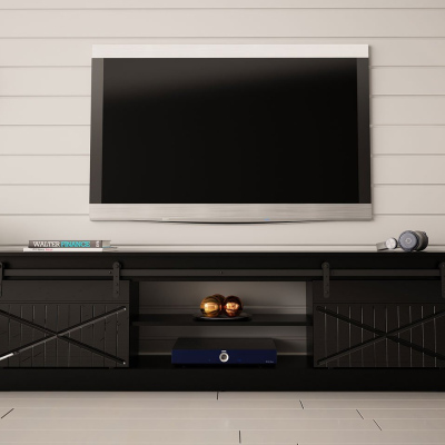 Televízny stolík MITSUKO - čierny / lesklý čierny