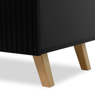 Televízny stolík s elektrickým krbom CRATO - čierny / zlatý
