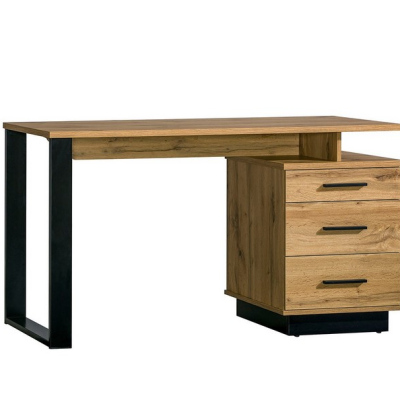 Písací stôl MILAGRA - dub wotan / čierny