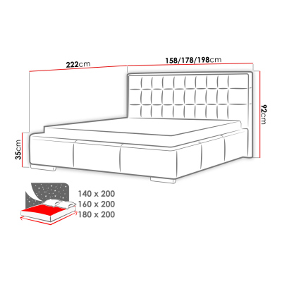 Manželská čalúnená posteľ 160x200 ZARITA - biela ekokoža