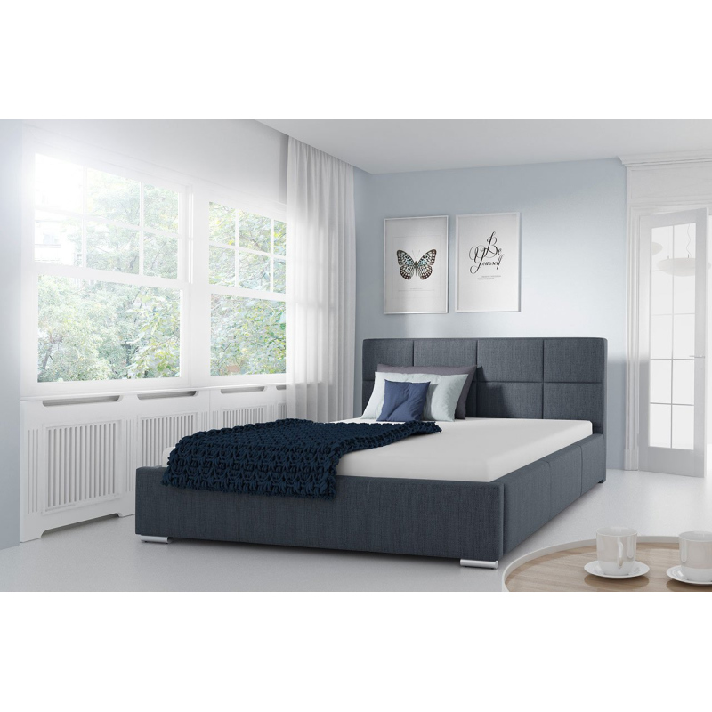 Čalúnená manželská posteľ 140x200 YSOBEL - modrá
