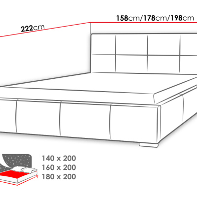 Čalúnená manželská posteľ 160x200 YSOBEL - čierna