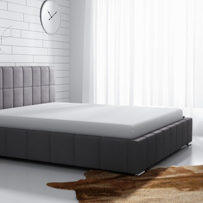Čalúnená manželská posteľ 160x200 ZANDRA - šedá