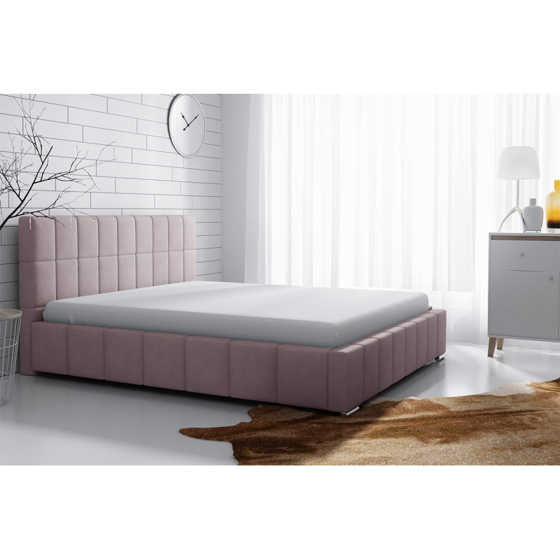 Čalúnená manželská posteľ 140x200 ZANDRA - ružová