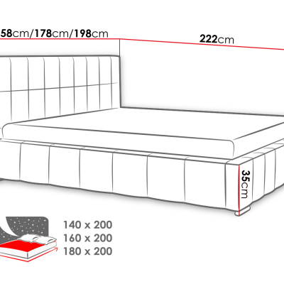 Čalúnená manželská posteľ 180x200 ZANDRA - ružová