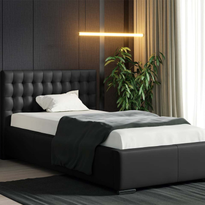 Čalúnená jednolôžková posteľ 90x200 VENTURA - čierna eko koža
