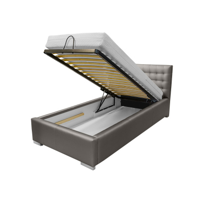 Čalúnená jednolôžková posteľ 90x200 VENTURA - šedá eko koža