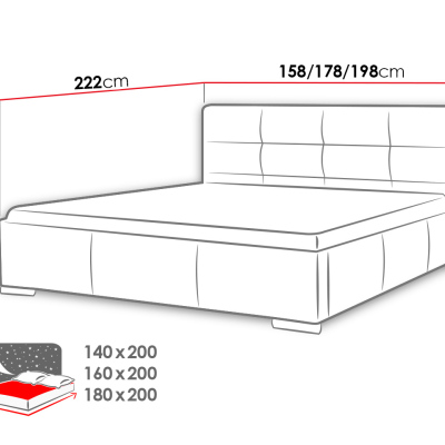 Čalúnená manželská posteľ 180x200 YADRA - biela eko koža