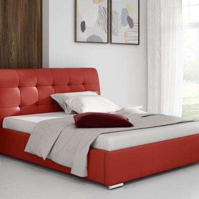 Čalúnená manželská posteľ 180x200 XEVERA - červená eko koža