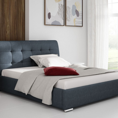 Čalúnená manželská posteľ 160x200 XEVERA - modrá