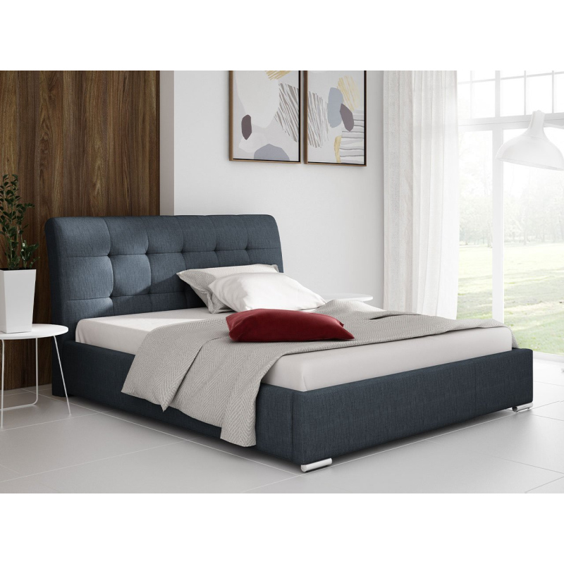 Čalúnená manželská posteľ 160x200 XEVERA - modrá