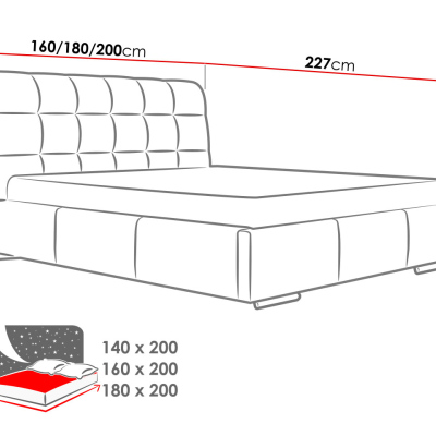 Čalúnená manželská posteľ 180x200 XEVERA - biela eko koža