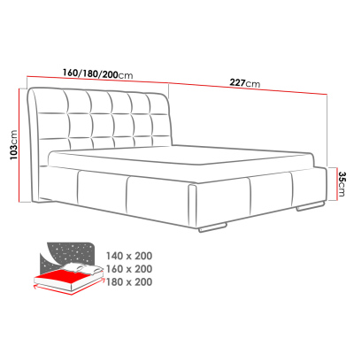 Čalúnená manželská posteľ 180x200 XEVERA - čierna eko koža