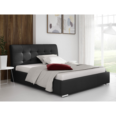 Čalúnená manželská posteľ 160x200 XEVERA - čierna eko koža