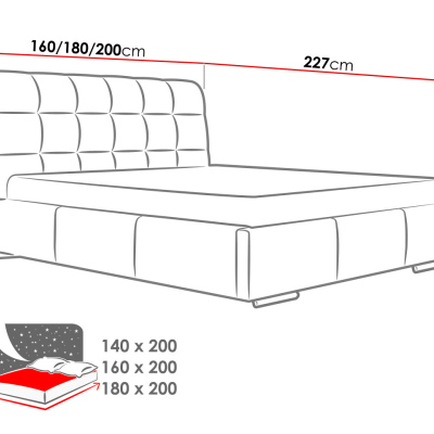 Čalúnená manželská posteľ 160x200 XEVERA - čierna eko koža
