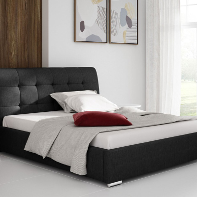 Čalúnená manželská posteľ 160x200 XEVERA - čierna