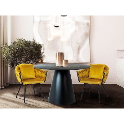 Štýlová jedálenská stolička NERISA - čierna / žltá