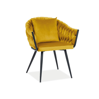Štýlová jedálenská stolička NERISA - čierna / žltá