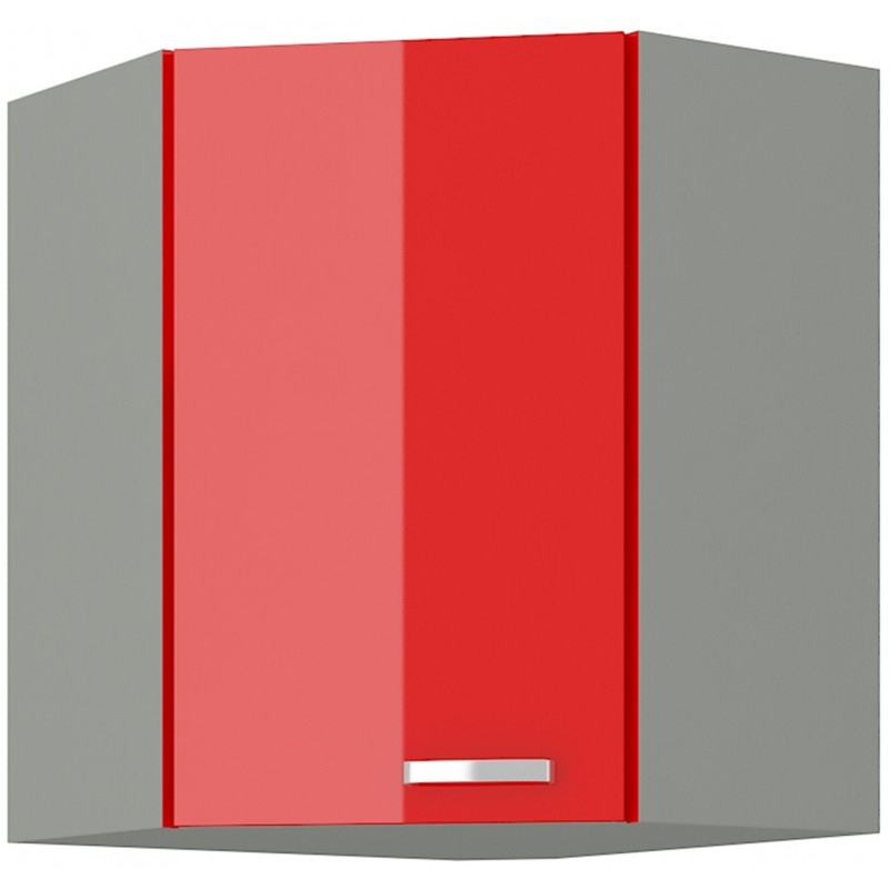 Horná rohová skrinka ULLERIKE - 58x58 cm, červená / šedá