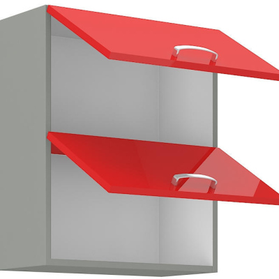 Horná výklopná skrinka ULLERIKE - šírka 60 cm, červená / šedá