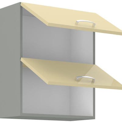 Horná výklopná skrinka ULLERIKE - šírka 60 cm, krémová / šedá