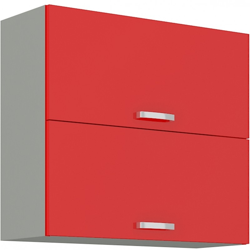 Horná výklopná skrinka ULLERIKE - šírka 80 cm, červená / šedá