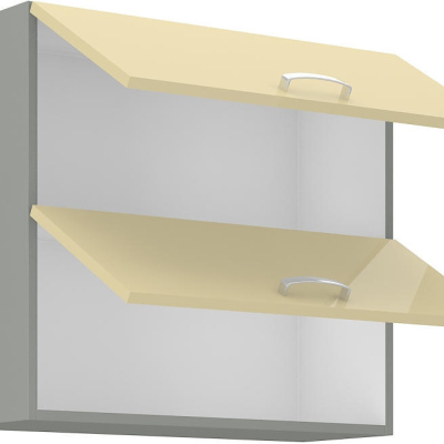 Horná výklopná skrinka ULLERIKE - šírka 80 cm, krémová / šedá
