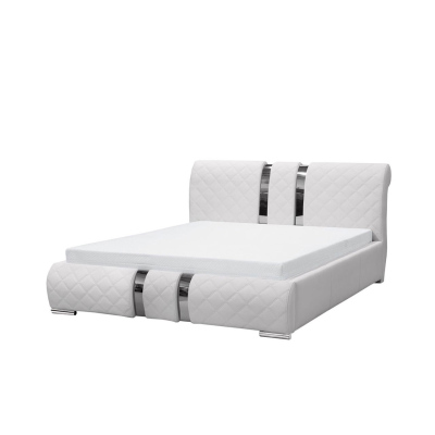 Čalúnená manželská posteľ 180x200 ZOILA - biela eko koža