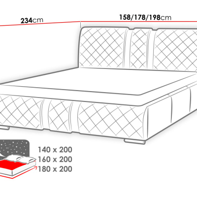 Čalúnená manželská posteľ 160x200 ZOILA - biela eko koža