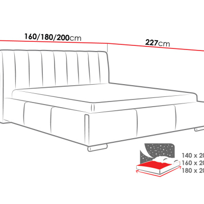 Čalúnená manželská posteľ 160x200 ZULMA - čierna eko koža