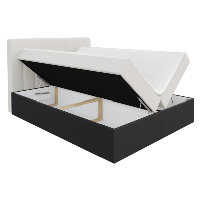 Kontinentálna manželská posteľ 200x200 VICTORO - biela eko koža / čierna + topper ZDARMA
