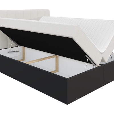 Kontinentálna manželská posteľ 180x200 VICTORO - biela eko koža / čierna + topper ZDARMA