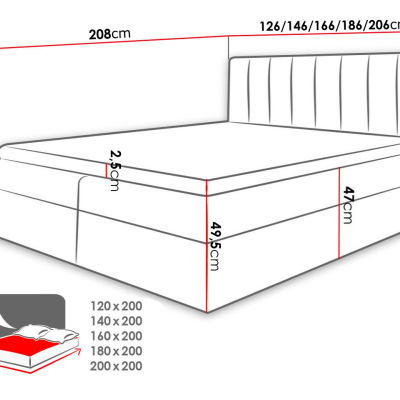 Kontinentálna manželská posteľ 180x200 VICTORO - čierna eko koža / ecru + topper ZDARMA