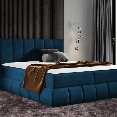 Boxspringová dvojlôžková posteľ 200x200 VERDA - modrá + topper ZDARMA