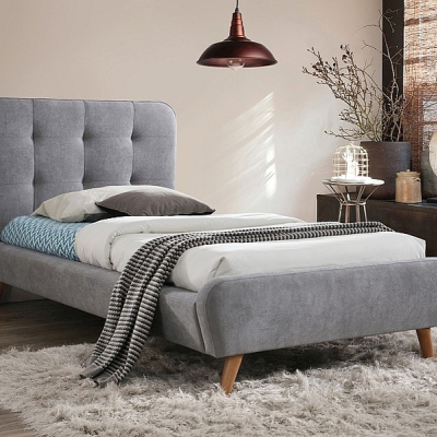 Čalúnená jednolôžková posteľ ANAVA - 90x200 cm, šedá