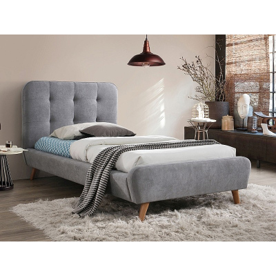 Čalúnená jednolôžková posteľ ANAVA - 90x200 cm, šedá