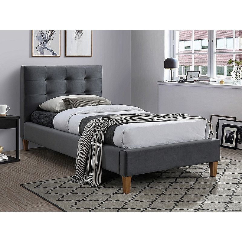 Čalúnená jednolôžková posteľ AMEL - 90x200 cm, šedá 2